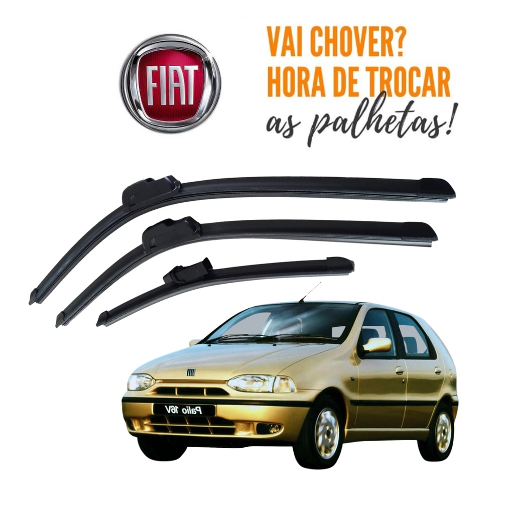 Palheta Limpador Parabrisa Dianteiro + Traseiro Fiat Palio Fire 1996 a 2000 Palheta Limpador Parabrisa Dianteiro + Traseiro Fiat Palio Fire 1996 a 2000