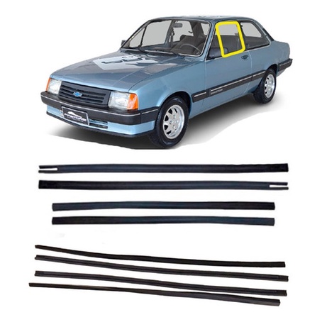 Kit Borrachas Chevette 1983 até 1993 Canaleta Pestana 8Pçs Premium Kit Borrachas Chevette 1983 até 1993 Canaleta Pestana 8Pçs Premium