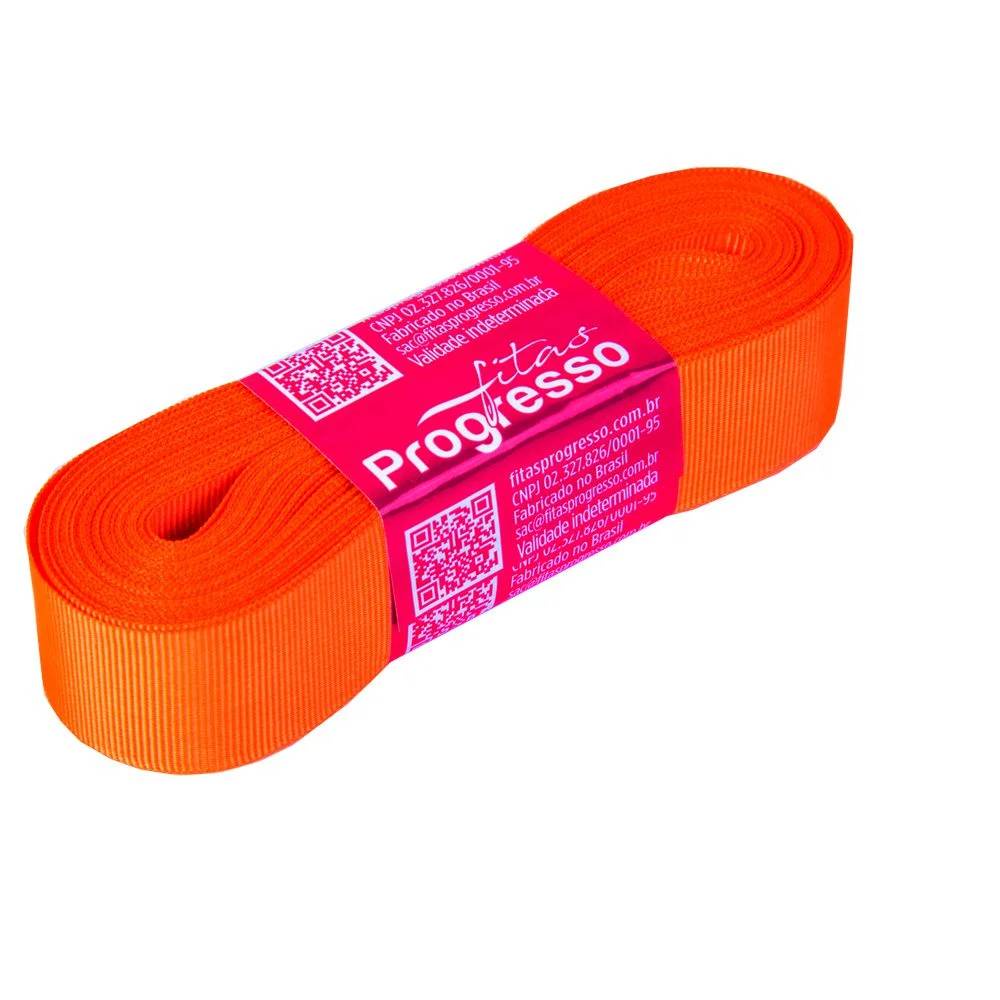 Fita Gorgurão Progresso 22mm nº5 – 10m Laranja Cítrico – 1un Fita Gorgurão Progresso 22mm nº5 – 10m Laranja Cítrico – 1un