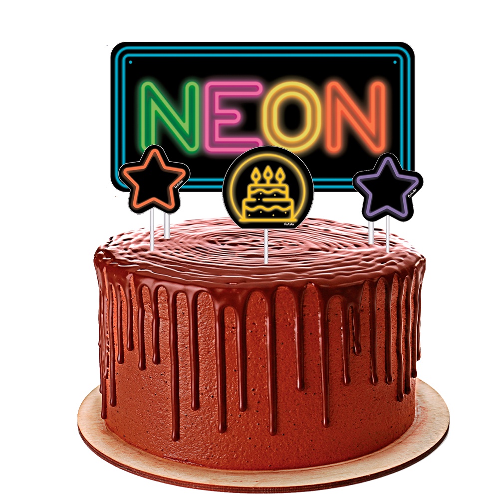 Topo De Bolo Festa Neon 03 unidades – Festcolor – Rizzo Festas Topo De Bolo Festa Neon 03 unidades – Festcolor – Rizzo Festas