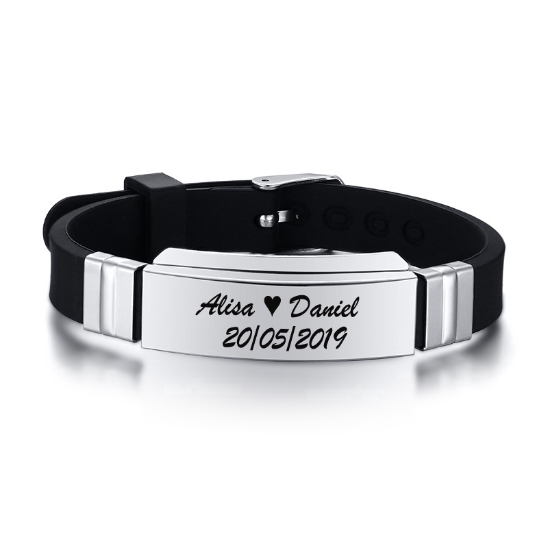 Vnox Pulseira Personalizada De Silicone Com Nomes E Escultura De Pulso Esporte Com Identificação Vnox Pulseira Personalizada De Silicone Com Nomes E Escultura De Pulso Esporte Com Identificação
