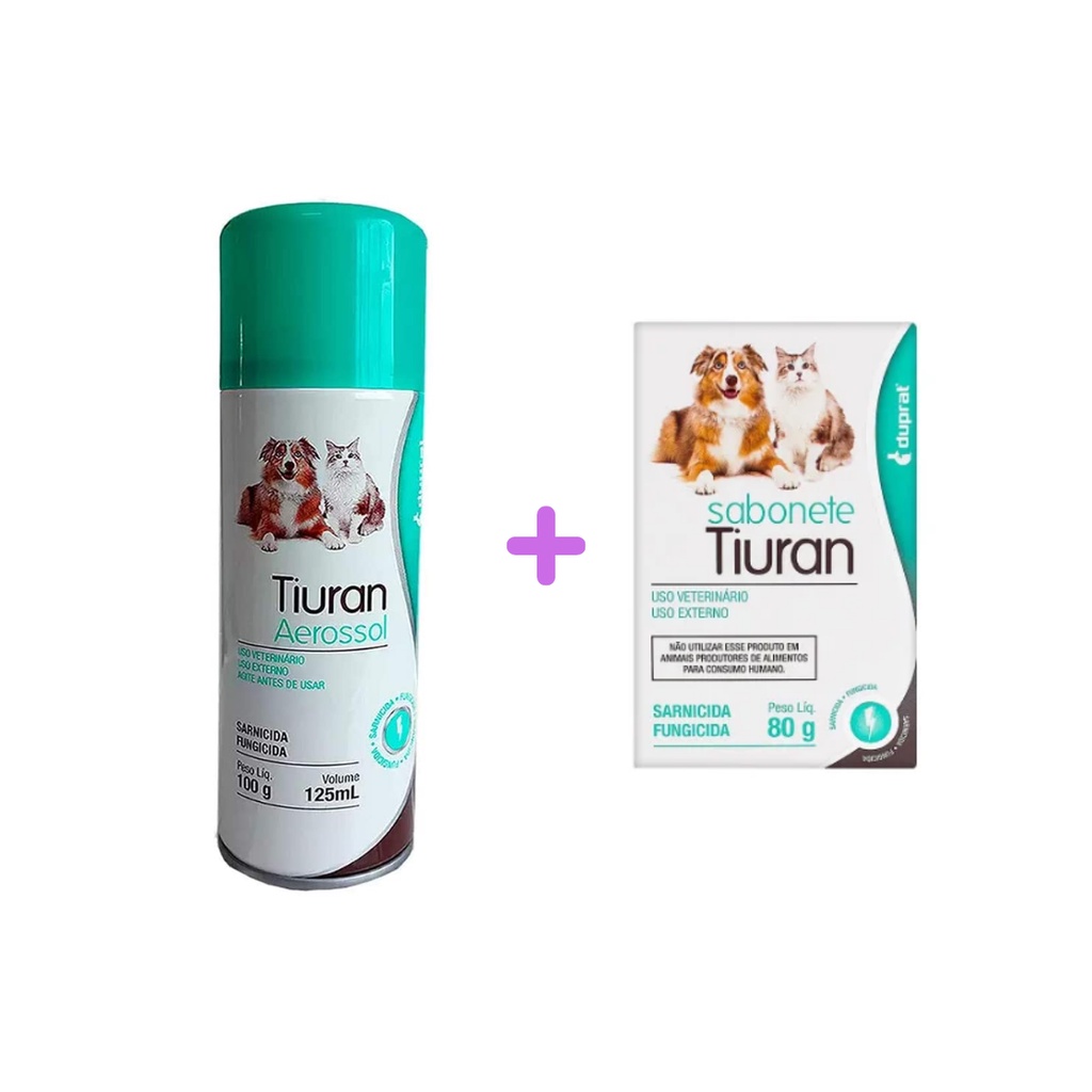 Tiuran com 125 ml + Sabonete 80g Duprat kit sarnas e fungos de caes Tiuran com 125 ml + Sabonete 80g Duprat kit sarnas e fungos de caes