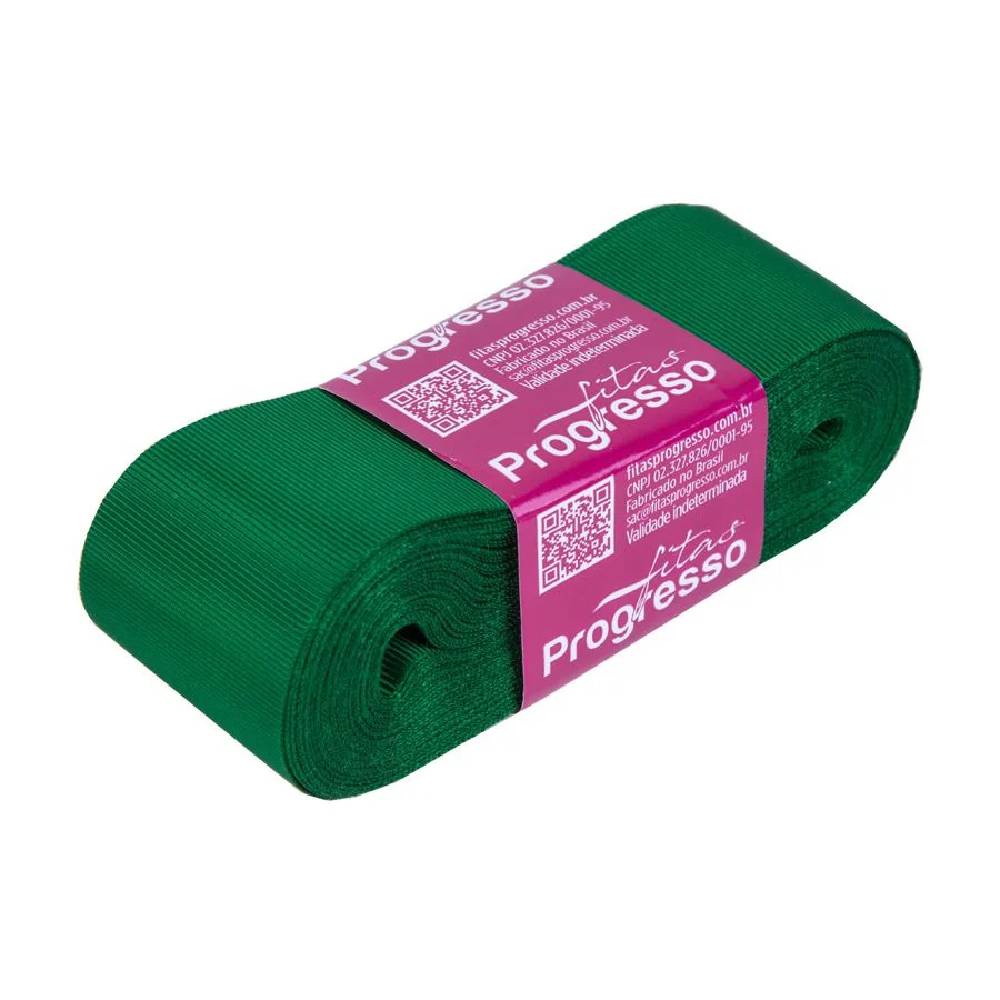 Fita Gorgurão Progresso 38mm nº9 – 10m Verde Bandeira – 1un Fita Gorgurão Progresso 38mm nº9 – 10m Verde Bandeira – 1un