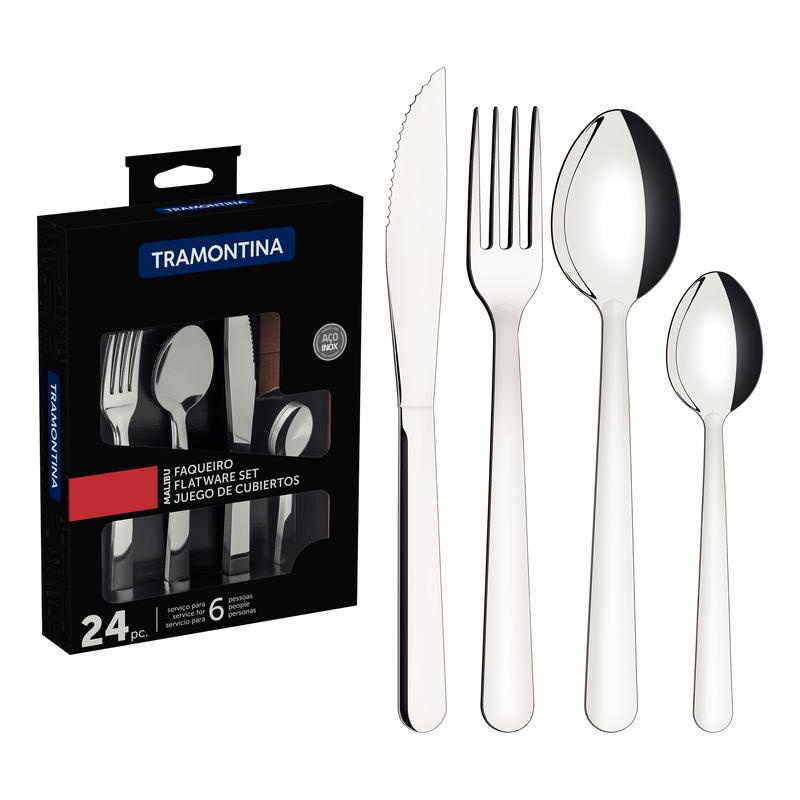 Faqueiro Tramontina Aço Inox Malibu 24 Peças Faqueiro Tramontina Aço Inox Malibu 24 Peças