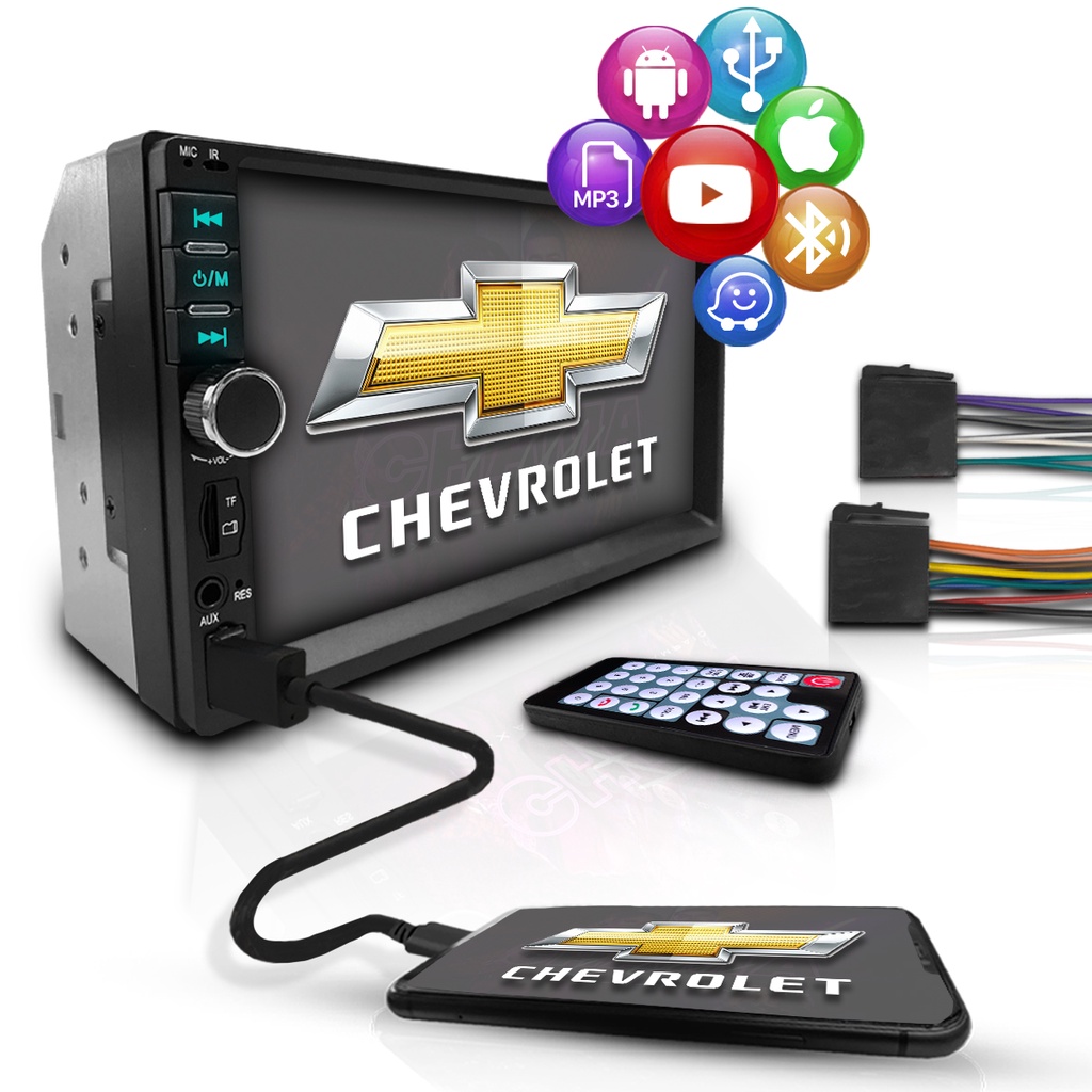 Central Multimídia Universal 2 Din Mp5 Bt Espelha Chevrolet Central Multimídia Universal 2 Din Mp5 Bt Espelha Chevrolet