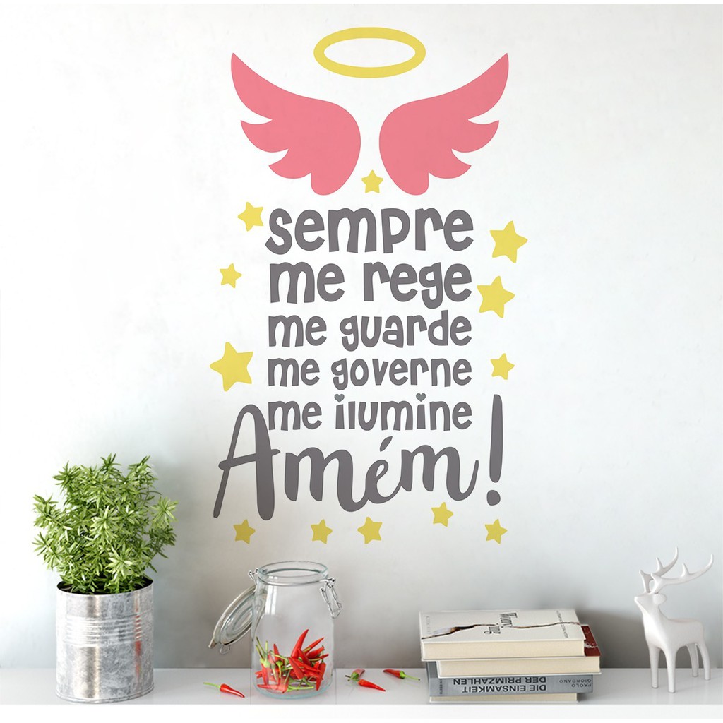 Adesivo De Parede Quarto Infantil Oração Santo Anjo Adesivo De Parede Quarto Infantil Oração Santo Anjo