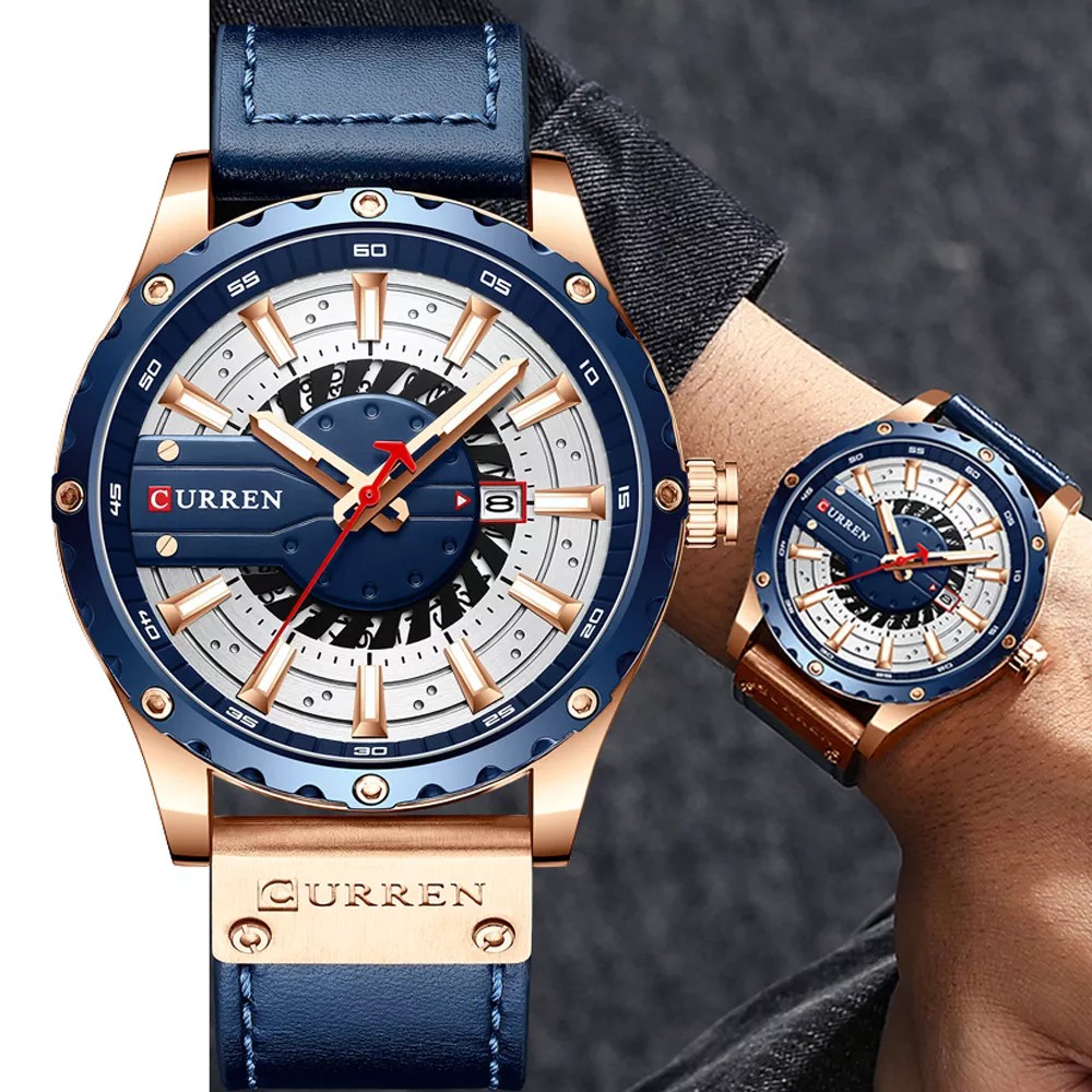 Curren Relógio De Pulso Masculino De Quartzo Azul 2021 À Prova D ‘Água 8374x Curren Relógio De Pulso Masculino De Quartzo Azul 2021 À Prova D ‘Água 8374x