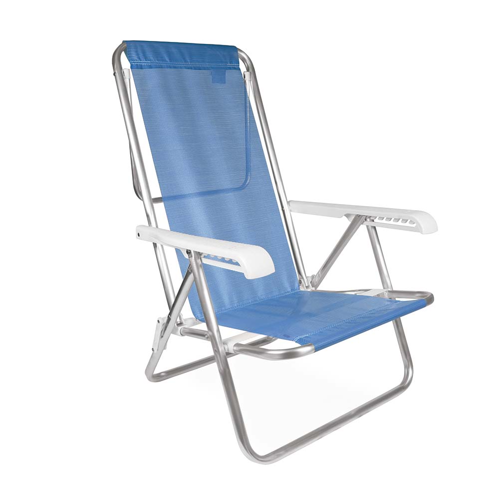 Cadeira de Aluminio Praia Azul Claro 8 Posições Praia Piscina Mor Cadeira de Aluminio Praia Azul Claro 8 Posições Praia Piscina Mor