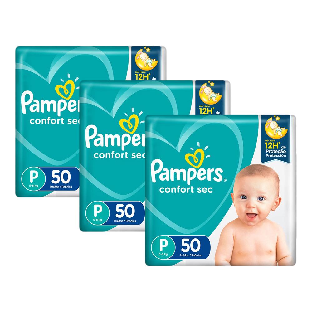 Kit Fralda Pampers Confort Sec P com 150 unidades Kit Fralda Pampers Confort Sec P com 150 unidades
