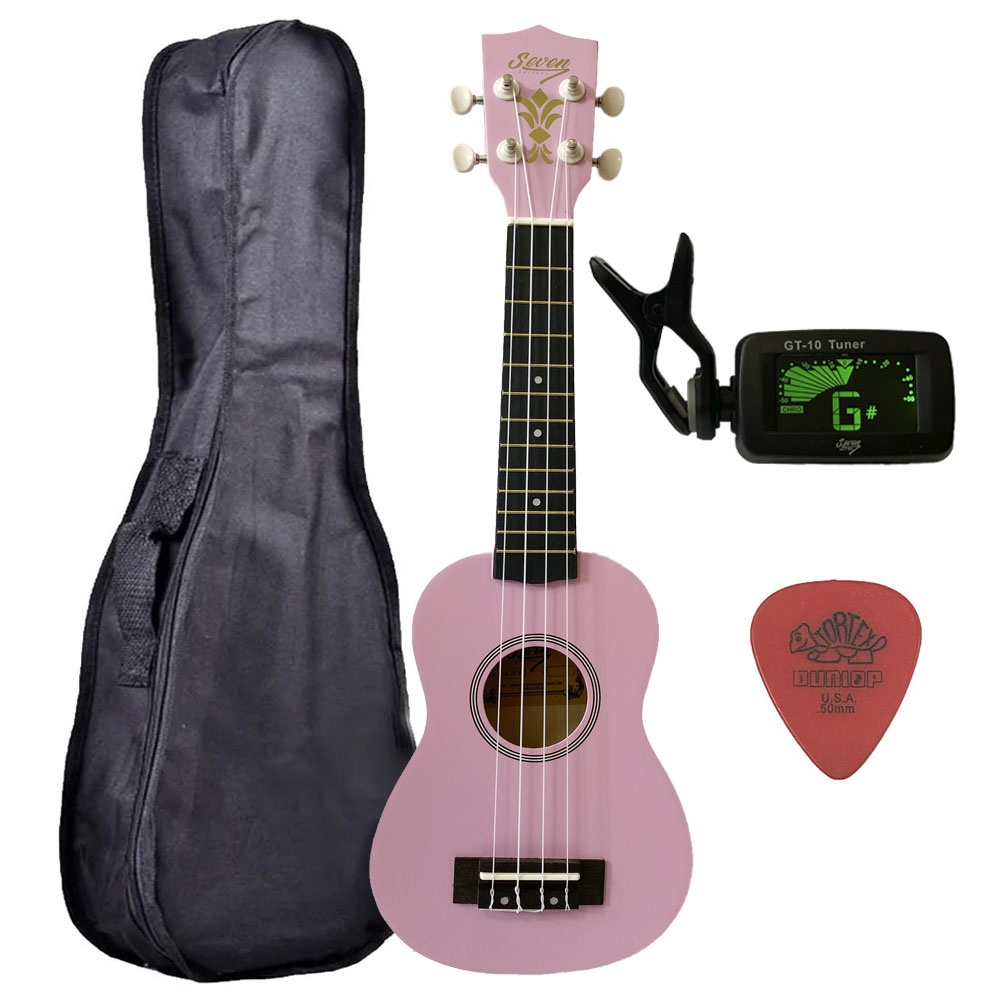 Ukulele Rosa Seven Soprano Suk-07 PI C/ Capa e Afinador Ukulele Rosa Seven Soprano Suk-07 PI C/ Capa e Afinador
