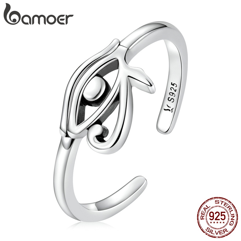 Bamoer Anel Feminino Aberto De Olho De Prata 925/Tamanho Ajustável/Bijuteria Fashion Para Mulheres SCR801 Bamoer Anel Feminino Aberto De Olho De Prata 925/Tamanho Ajustável/Bijuteria Fashion Para Mulheres SCR801