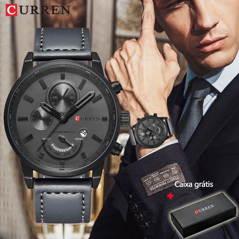 Curren Relógio De Pulso Masculino Casual / Esportivo De Quartzo Com Pulseira De Couro / Quartzo Para Masculino 8217 Curren Relógio De Pulso Masculino Casual / Esportivo De Quartzo Com Pulseira De Couro / Quartzo Para Masculino 8217