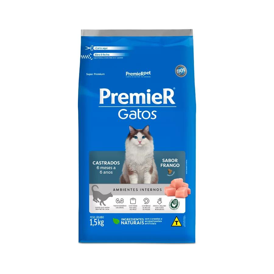 Ração Premier para Gatos Castrados de 6 meses a 6 anos Sabor Frango 1,5KG Ração Premier para Gatos Castrados de 6 meses a 6 anos Sabor Frango 1,5KG