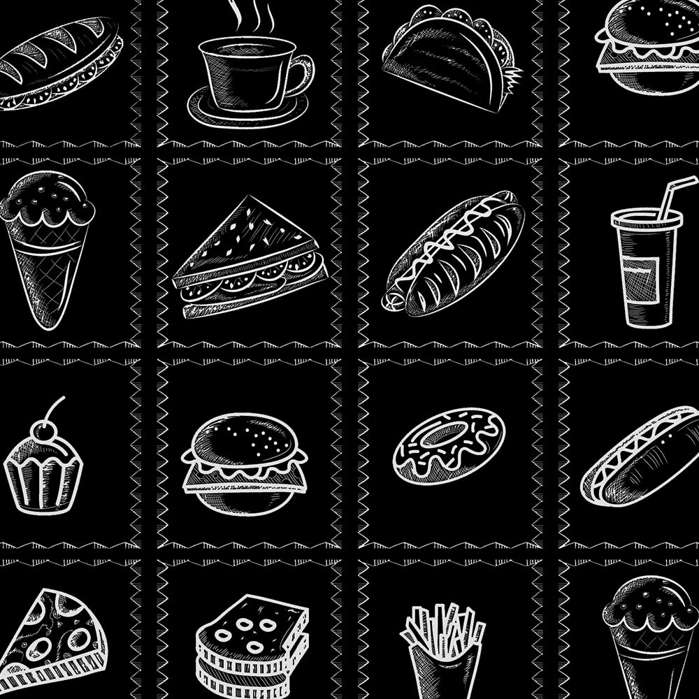Adesivo Azulejos Retro Lanche Giz para Área Gourmet Adesivo Azulejos Retro Lanche Giz para Área Gourmet