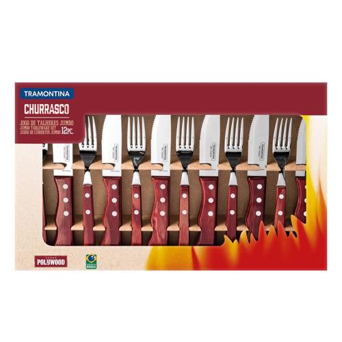 Jogo de Talheres Jumbo p/ Churrasco 12 Peças Polywood Vermelho – Tramontina Jogo de Talheres Jumbo p/ Churrasco 12 Peças Polywood Vermelho – Tramontina