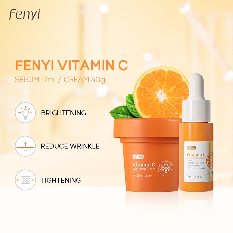 Fenyi Vitaminação De Vitamina C/Creme Brilhante/Sérum Desbota/Cuidados Com A Pele 2pçs Fenyi Vitaminação De Vitamina C/Creme Brilhante/Sérum Desbota/Cuidados Com A Pele 2pçs