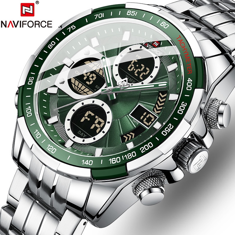 NAVIFORCE 9197 Relógio Militar Esportivo De Pulso Ouro Quartzo Aço À Prova D’água Relógios Masculinos Com Mostrador Duplo NAVIFORCE 9197 Relógio Militar Esportivo De Pulso Ouro Quartzo Aço À Prova D’água Relógios Masculinos Com Mostrador Duplo