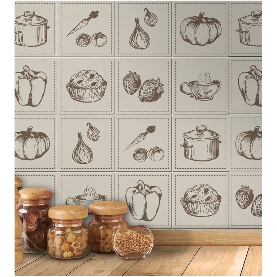 Adesivo Azulejo Alimentos para Área Gourmet 1,00 mt Adesivo Azulejo Alimentos para Área Gourmet 1,00 mt