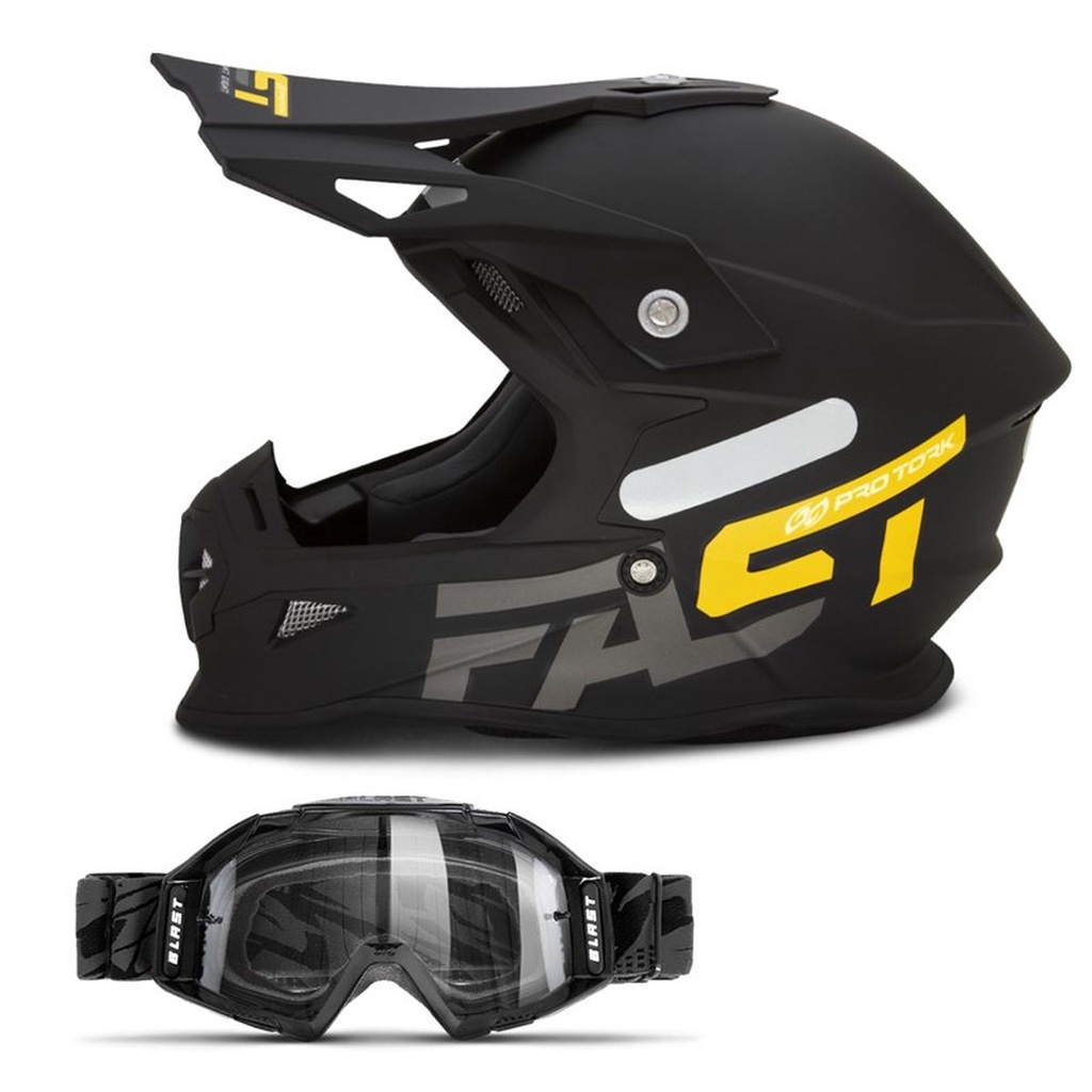 Capacete Motocross Trilha Off Road Pro Tork Fast 788 Solid Masculino Feminino + Óculos Blast Capacete Motocross Trilha Off Road Pro Tork Fast 788 Solid Masculino Feminino + Óculos Blast