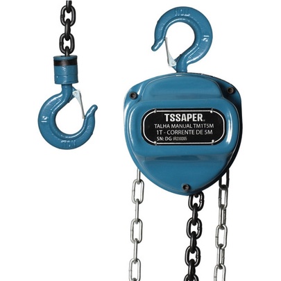 Talha Manual guincho com freio duplo 1 Tonelada 1000kg Com Corrente 5 Metros Tssaper Talha Manual guincho com freio duplo 1 Tonelada 1000kg Com Corrente 5 Metros Tssaper