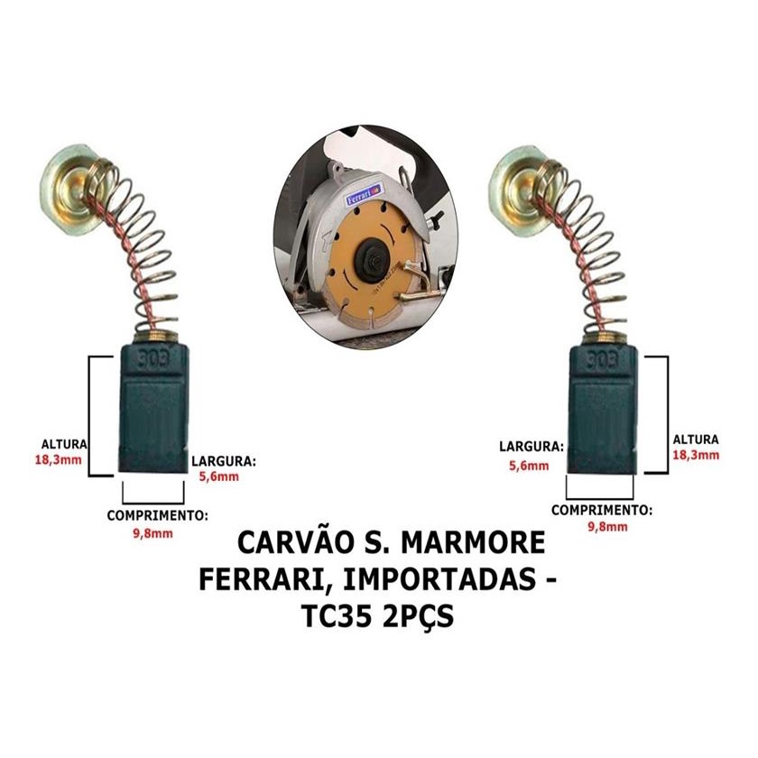Escova Carvão Serra Mármore Ferrari, Importadas 13-a Tc35 2pcs Escova Carvão Serra Mármore Ferrari, Importadas 13-a Tc35 2pcs