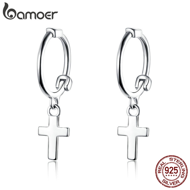Bamoer The Cross Moda Feminina Oscila O Brinco Prata 925 Sce547 Bamoer The Cross Moda Feminina Oscila O Brinco Prata 925 Sce547
