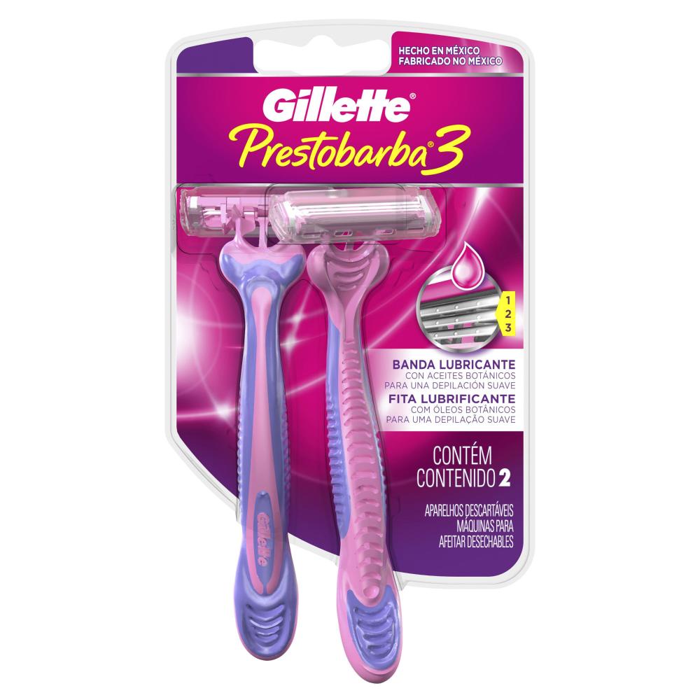 Aparelho de Depilar Descartável Feminino Gillette Prestobarba3 – 2 unidades Aparelho de Depilar Descartável Feminino Gillette Prestobarba3 – 2 unidades