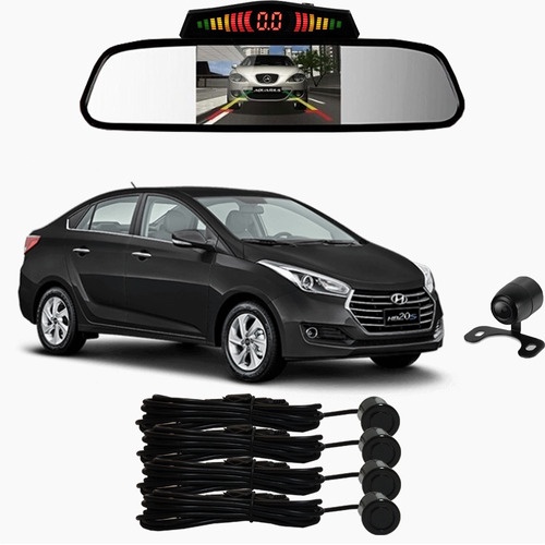 Sensor De Ré + Espelho Camera Ré Hyundai Hb20s Preto Sensor De Ré + Espelho Camera Ré Hyundai Hb20s Preto