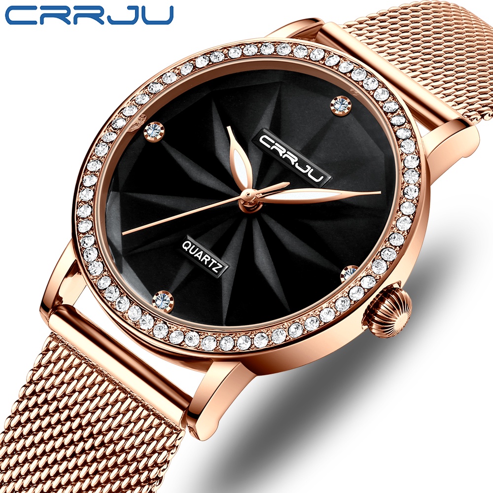 CRRJU Women Watch Fashion Elegant Gold Quartzo De Aço Inoxidável 2171 X CRRJU Women Watch Fashion Elegant Gold Quartzo De Aço Inoxidável 2171 X