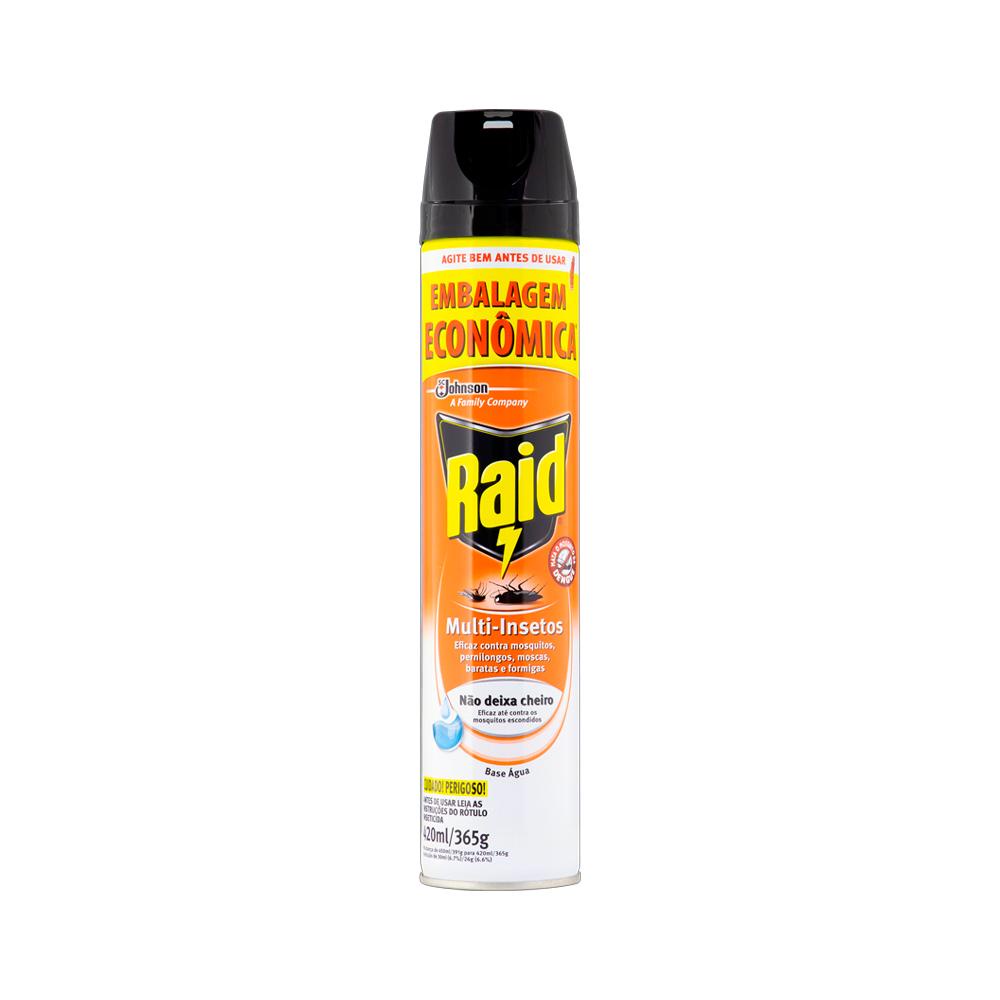Inseticida Aerossol Raid Multi-Insetos Base Água 420ml Embalagem Econômica Inseticida Aerossol Raid Multi-Insetos Base Água 420ml Embalagem Econômica