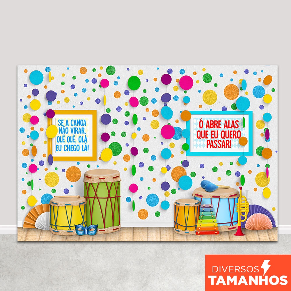 Fundo Fotográfico Carnaval Animado Sublimado Painel Cenário Em Tecido CNV-167