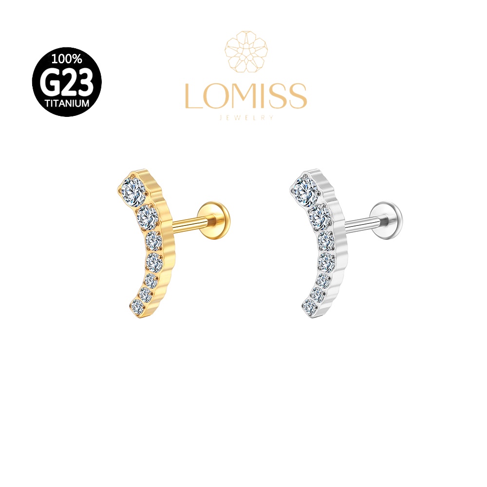 Piercing Helix Conch Labret Titânio PVD Cluster 7 Zircônias《Lomiss semijoias》 Piercing Helix Conch Labret Titânio PVD Cluster 7 Zircônias《Lomiss semijoias》