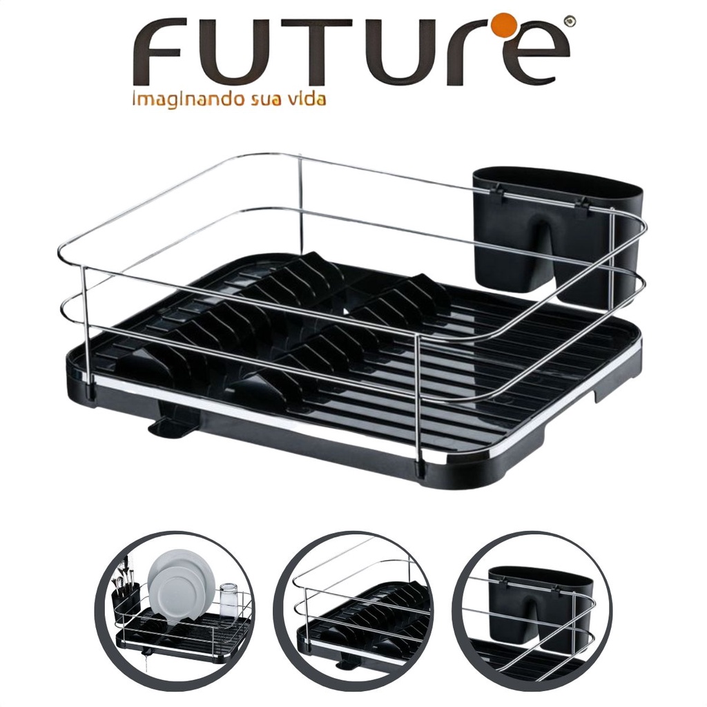 Escorredor De Louças Com Porta Talher Removível Para Cozinha Future Escorredor De Louças Com Porta Talher Removível Para Cozinha Future