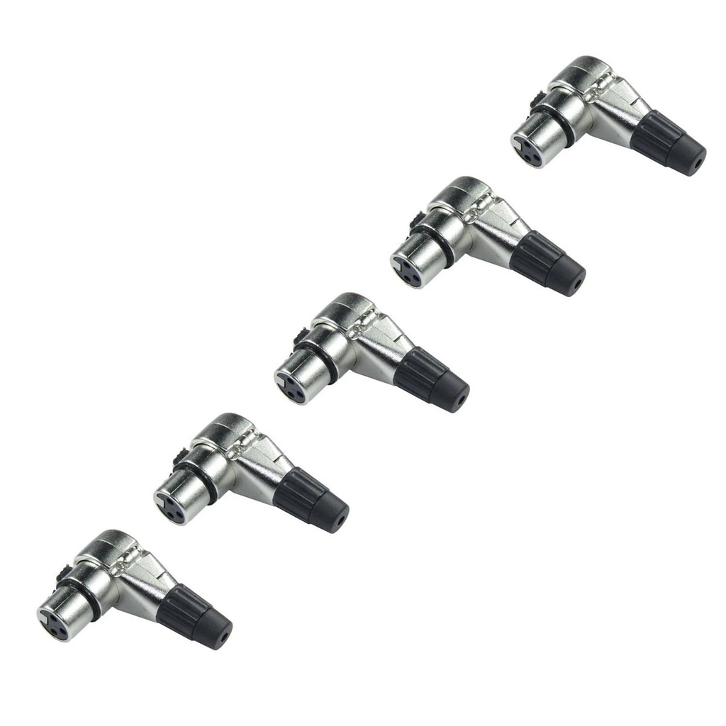 Kit 5 Plug Conector Canon XLR 90 Fêmea Graus em L Banhado a Ouro HJH HX1065 Kit 5 Plug Conector Canon XLR 90 Fêmea Graus em L Banhado a Ouro HJH HX1065