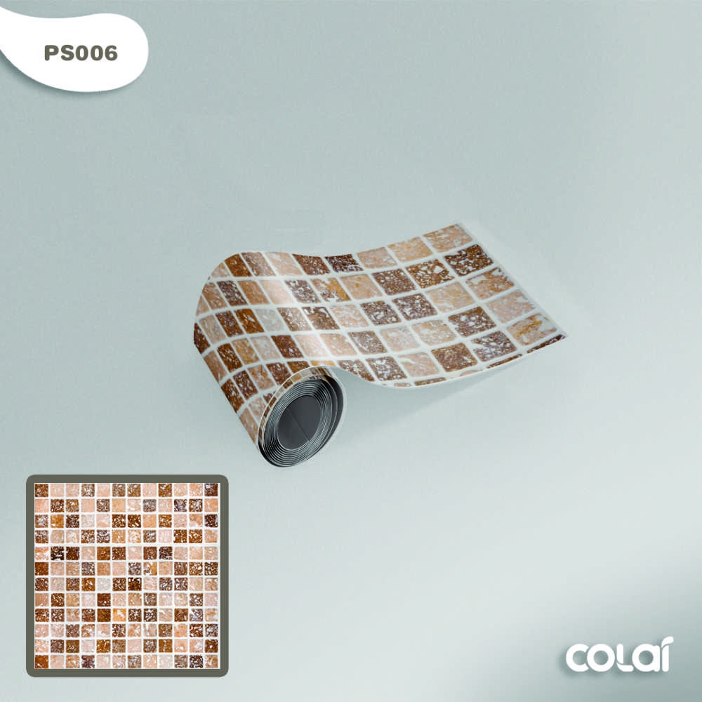 Faixa Adesiva para Cozinha Banheiro Pastilha Azulejo Pedra Mosaico Geométrico Autocolante Marrom 1M Faixa Adesiva para Cozinha Banheiro Pastilha Azulejo Pedra Mosaico Geométrico Autocolante Marrom 1M