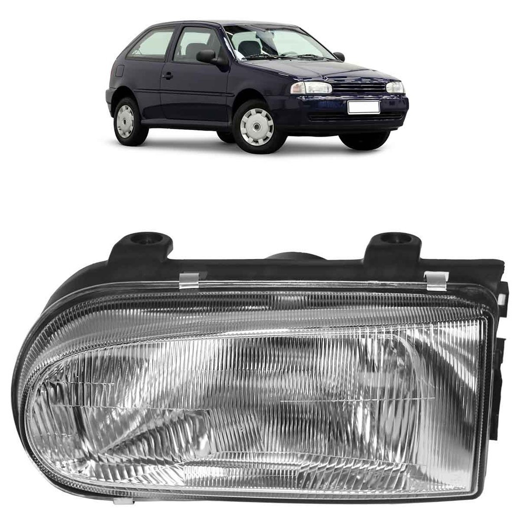 Farol Dianteiro Gol G2 1995 1996 1997 1998 1999 Foco Simples Máscara Cromada Lente Lisa Vidro Farol Dianteiro Gol G2 1995 1996 1997 1998 1999 Foco Simples Máscara Cromada Lente Lisa Vidro