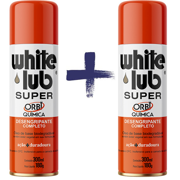 White Lub 300ML Desengripante Lubrificante Desengraxante Super 2 UNIDADES Orbi Quimica White Lub 300ML Desengripante Lubrificante Desengraxante Super 2 UNIDADES Orbi Quimica