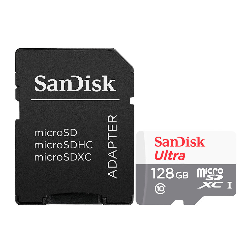 Cartão Micro SDXC 128GB Ultra 100MBs Sandisk com Adap Cartão Micro SDXC 128GB Ultra 100MBs Sandisk com Adap
