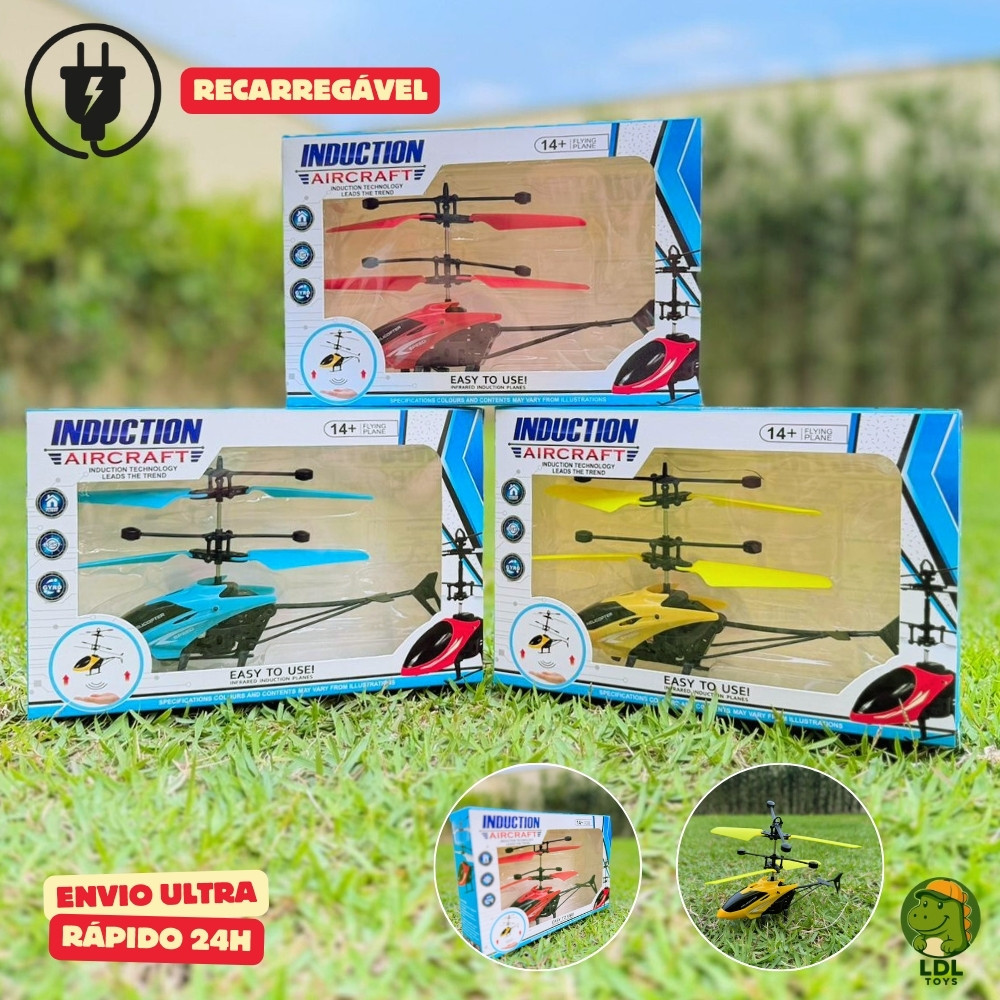 Brinquedo Helicóptero Drone Sensor De Mão Voador Recarregável Infantil Luz LED Brinquedo Helicóptero Drone Sensor De Mão Voador Recarregável Infantil Luz LED