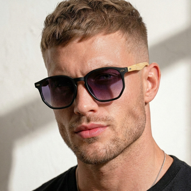 Óculos de Sol Tulum 2.0 Preto Degradê Hexagonal Hastes em Madeira Verão uv400 Feminino Masculino Óculos de Sol Tulum 2.0 Preto Degradê Hexagonal Hastes em Madeira Verão uv400 Feminino Masculino