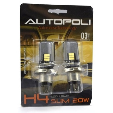 Par De Lâmpadas Farol H4 Led Slim Bivolt 10w 6500k Par De Lâmpadas Farol H4 Led Slim Bivolt 10w 6500k