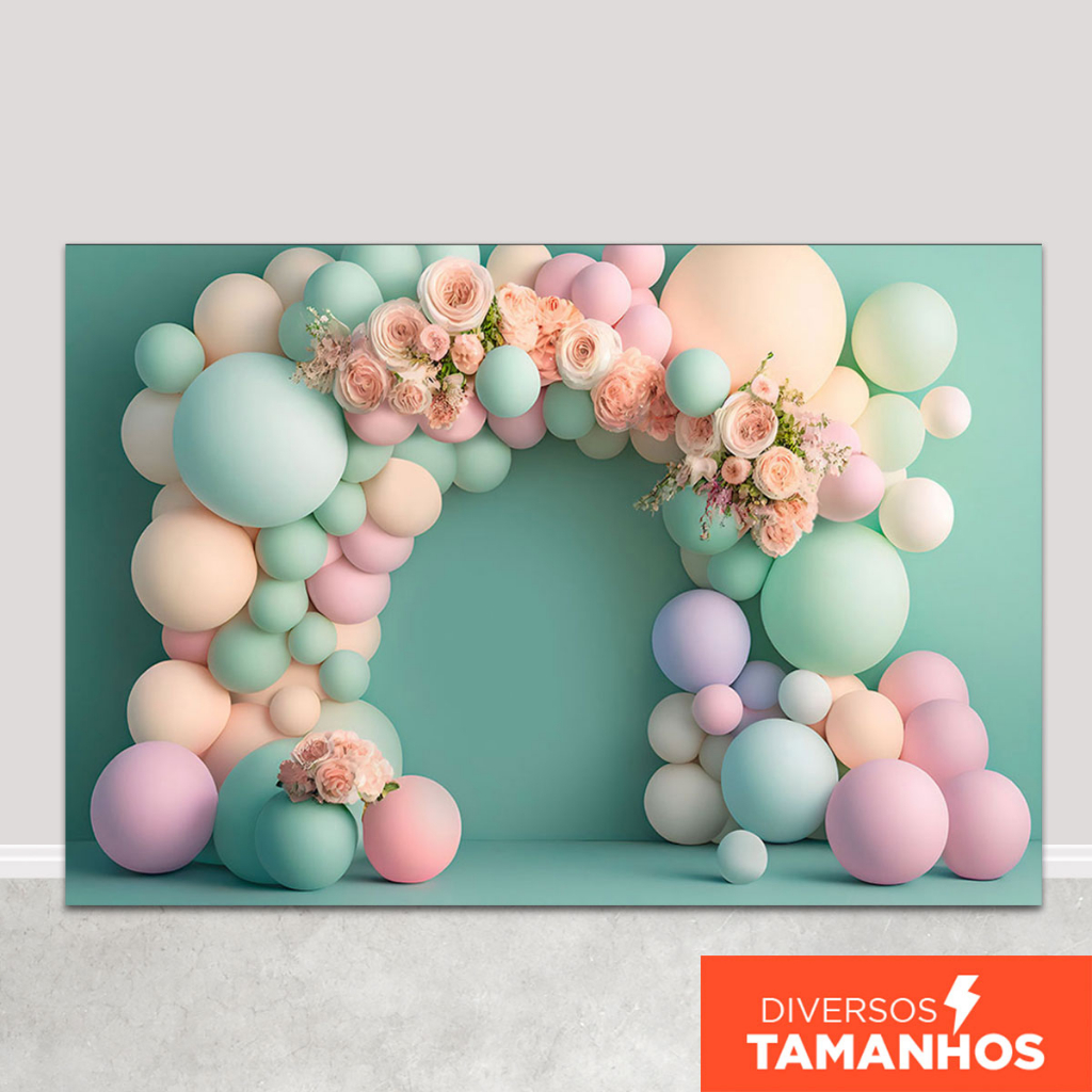 Fundo Fotográfico Floral Cute Cenário Smash The Cake 3D Em Tecido Painel Sublimado para Foto