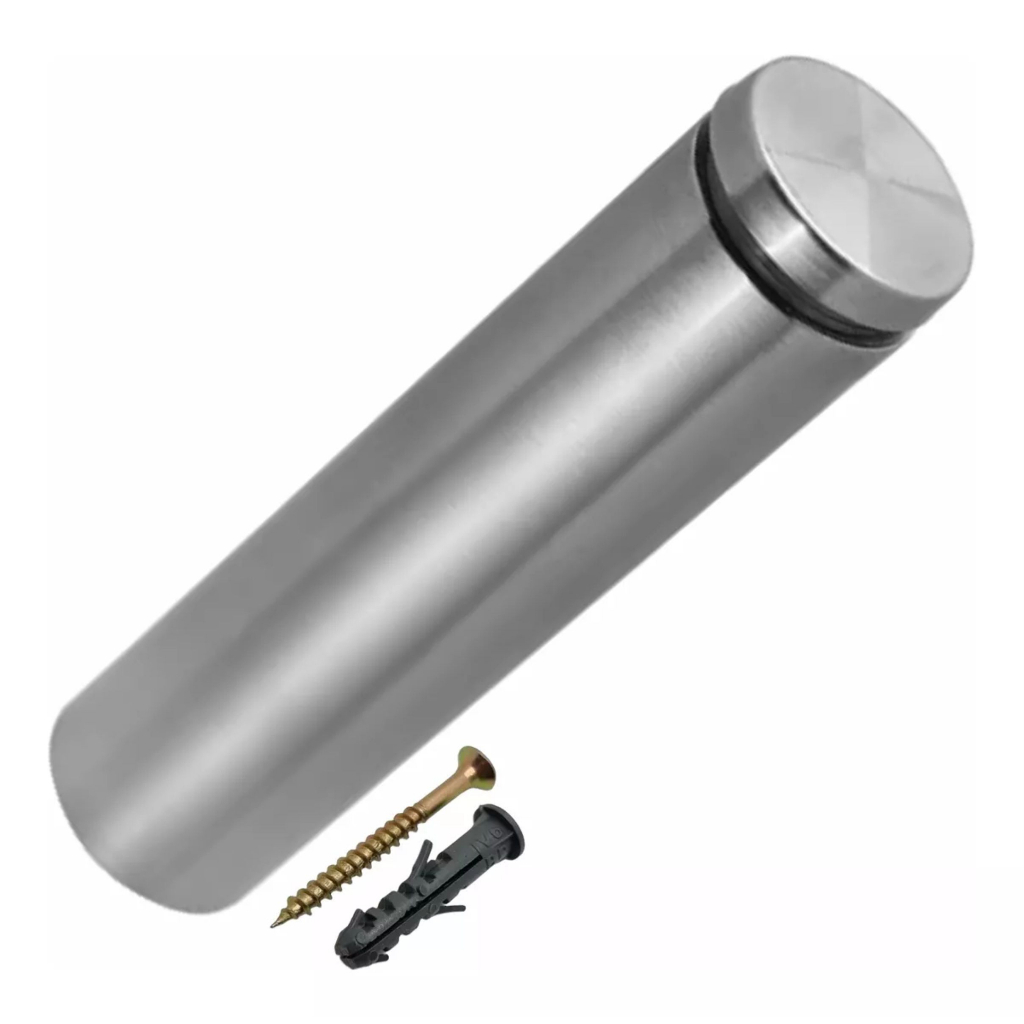 Prolongador Espaçador Para Vidro 10cm Inox 1unid. Com Parafuso e Bucha Prolongador Espaçador Para Vidro 10cm Inox 1unid. Com Parafuso e Bucha