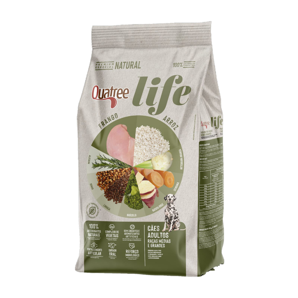 Ração Quatree Life Cães Adultos Raças Médias e Grandes Frango e Arroz – 20kg Ração Quatree Life Cães Adultos Raças Médias e Grandes Frango e Arroz – 20kg