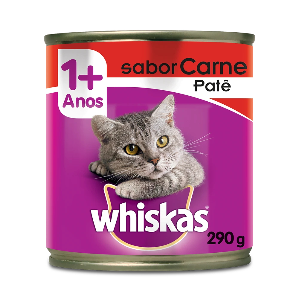 Ração Úmida Lata Whiskas Gatos Adultos Patê de Carne 290g Ração Úmida Lata Whiskas Gatos Adultos Patê de Carne 290g