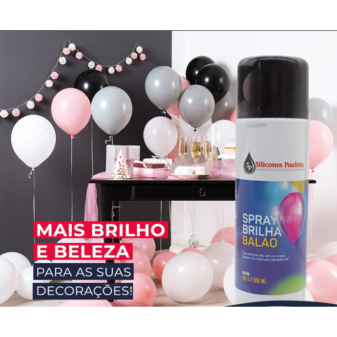 Spray Brilho de Balões – 300ml – 01 unidade – Renova e Traz Brilho as Decorações de Balões