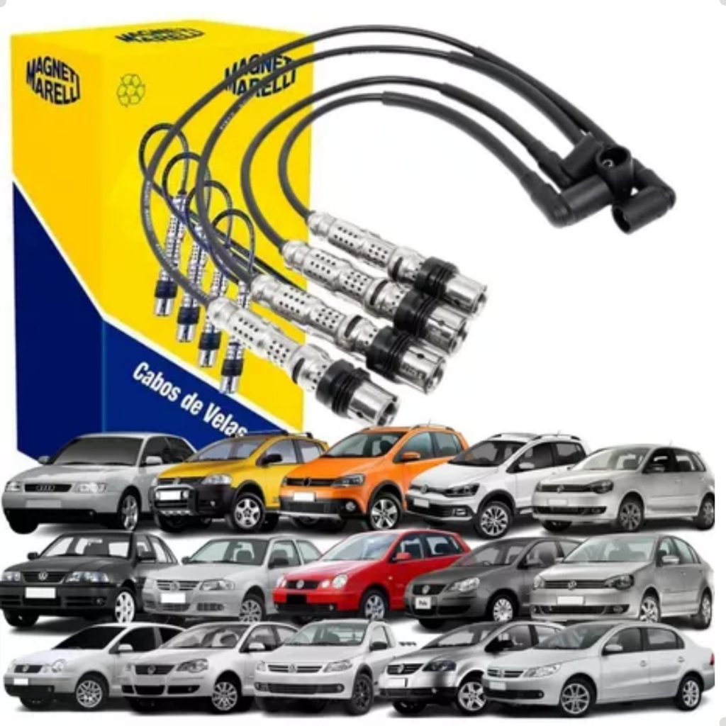 Kit Jogo 4 Cabos De Vela De Ignição Magneti Marelli Original Audi Polo Golf Spacefox Voyage