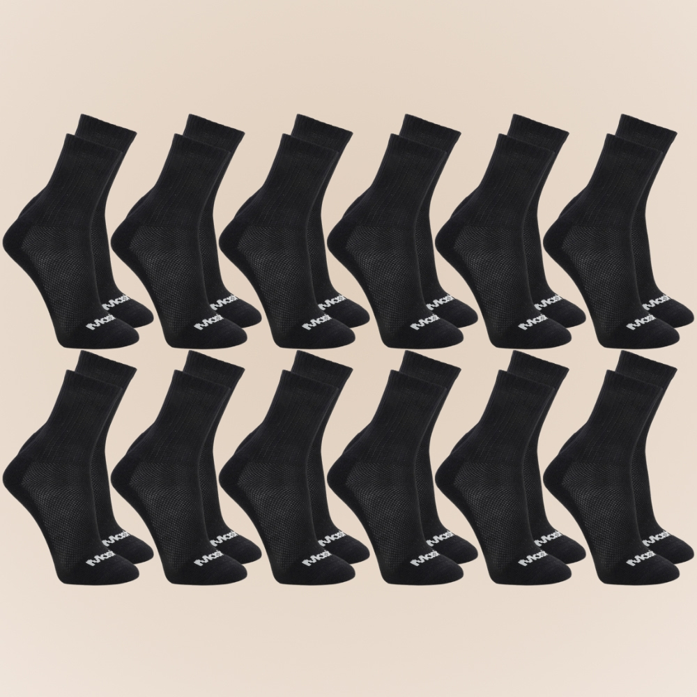 Kit 12 Pares De Meias Esportivas Mash Longa Em Algodao Cano Medio Unissex Kit 12 Pares De Meias Esportivas Mash Longa Em Algodao Cano Medio Unissex