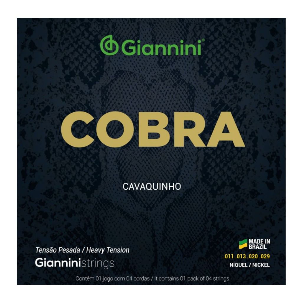 Encordoamento para Cavaquinho Giannini Cobra Níquel GESCP (.011 – .029) Pesada Encordoamento para Cavaquinho Giannini Cobra Níquel GESCP (.011 – .029) Pesada