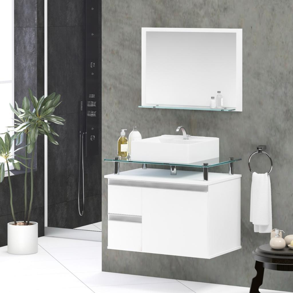 Conjunto Diamante MDF gabinete de banheiro com pia e espelheira 60cm Conjunto Diamante MDF gabinete de banheiro com pia e espelheira 60cm